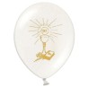 6 BALLONS LATEX COMMUNION BLANC ET OR 30 CM