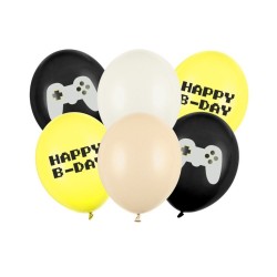 6 BALLONS LATEX JEUX VIDEOS GAMER 30 CM