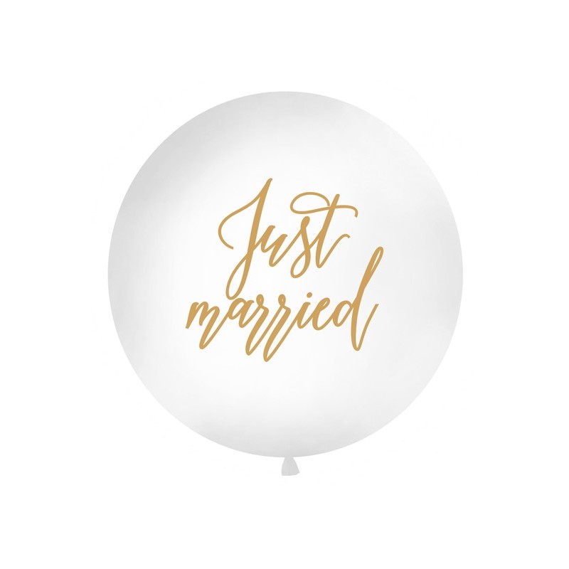 BALLON GEANT LATEX MARIAGE JUST MARRIED EN OR TAILLE DIAMETRE 1 M 