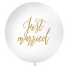 BALLON GEANT LATEX MARIAGE JUST MARRIED EN OR TAILLE DIAMETRE 1 M 