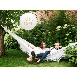 BALLON GEANT LATEX MARIAGE JUST MARRIED EN OR TAILLE DIAMETRE 1 M 