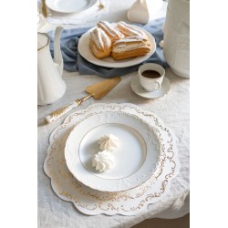 6 SETS DE TABLE BLANC DECORATION OR DIA 35,5 CM