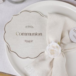 16 SERVIETTES COMMUNION EFFET LIN ET OR 31.5 X 31.5 CM 