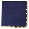 16 SERVIETTES BLEU MARINE ET LISERE OR 33 X 33 CM 