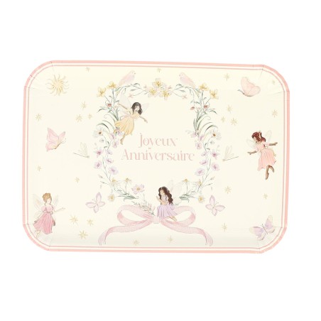 3 PLATEAUX FAIRY WORLD BLANC ET ROSE PASTEL 32 X 25.5 CM 