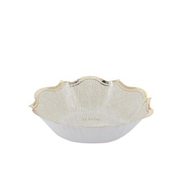 8 BOLS COMMUNION EFFET LIN BEIGE ET OR 13.5 CM 