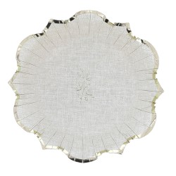8 BOLS COMMUNION EFFET LIN BEIGE ET OR 13.5 CM 