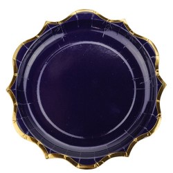 8 ASSIETTES MARINE ET LISERE OR 23 CM 