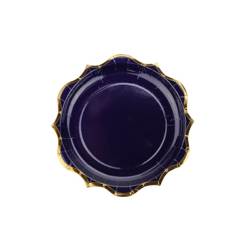 8 ASSIETTES MARINE ET LISERE OR 23 CM 