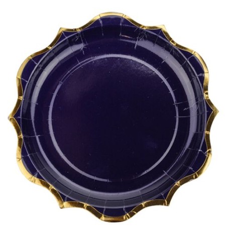 8 ASSIETTES MARINE ET LISERE OR 23 CM 