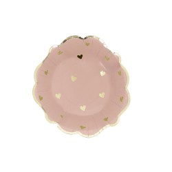 8 BOLS PETITS COEURS ROSE ET OR 13.5 CM 