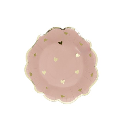8 BOLS PETITS COEURS ROSE ET OR 13.5 CM 