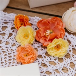 6 FLEURS PEACHY CORAIL ET OCRE DE 7.5CM A 4 CM 