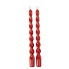 2 BOUGIES FLAMBEAU TORSADEES ROUGE 2.2 X 25 CM 
