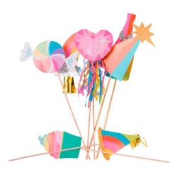 KIT PHOTOBOOTH ARC EN CIEL ET TASSELS 7 PIECES 