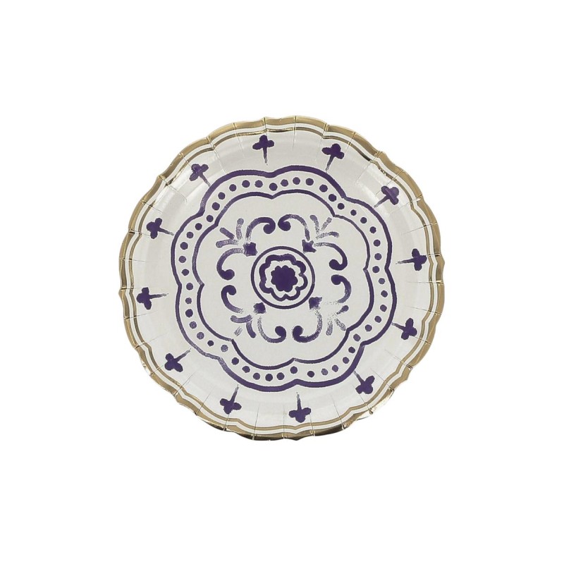 8 ASSIETTES DOLCE VITE BLEU ROI, BLANC ET OR 18 CM 8 ASSIETTES DOLCE VITE BLEU ROI, BLANC ET OR 18 CM