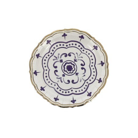 8 ASSIETTES DOLCE VITE BLEU ROI, BLANC ET OR 18 CM 