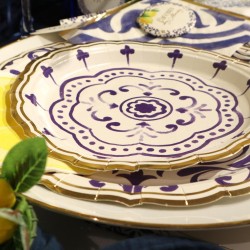 8 ASSIETTES DOLCE VITE BLEU ROI, BLANC ET OR 18 CM 