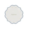 8 ASSIETTES BAPTEME BLEU ORAGE, BLANC ET OR 18 CM 