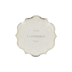 8 ASSIETTES COMMUNION EFFET LIN ET OR 18 CM 