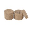 2  BOITES RONDES JUTE 5.5 X 4.5 CM 