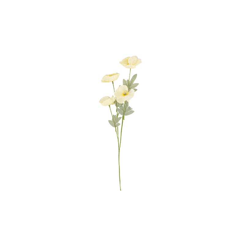 BRANCHE DE COQUELICOTS CREME ET VERT 52 X 15 CM BRANCHE DE COQUELICOTS CREME ET VERT 52 X 15 CM