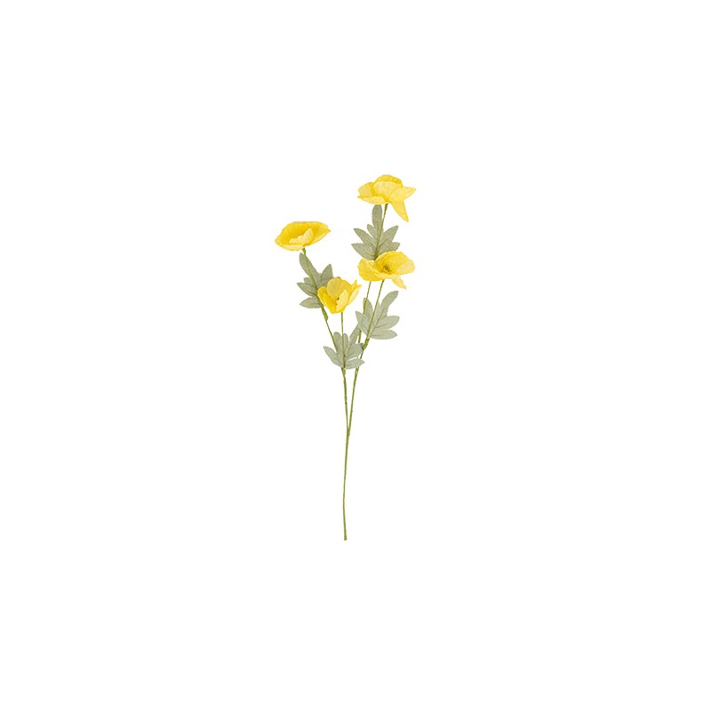 BRANCHE DE COQUELICOTS JAUNE ET VERT 52 X 15 CM 