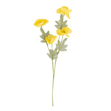 BRANCHE DE COQUELICOTS JAUNE ET VERT 52 X 15 CM 