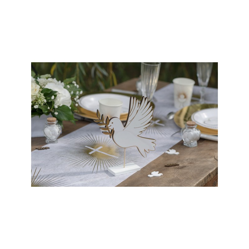 CENTRE DE TABLE COLOMBE BLANCHE ET OR 20 x 4 x 20.5 CM CENTRE DE TABLE COLOMBE BLANCHE ET OR 20 x 4 x 20.5 CM