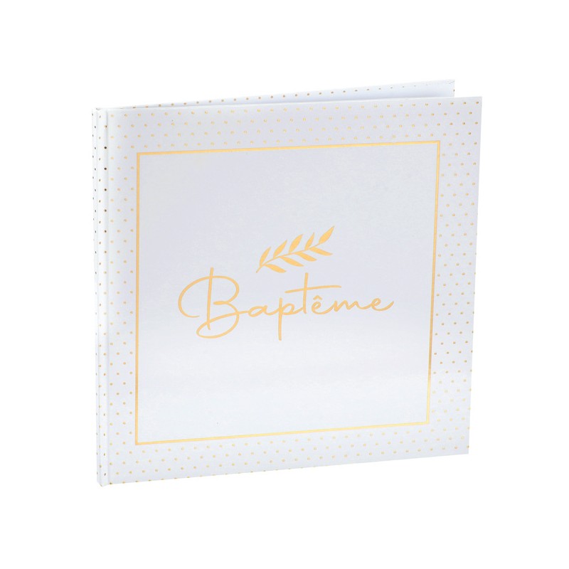 LIVRE D'OR BLANC BAPTEME OR 24 X 24 CM