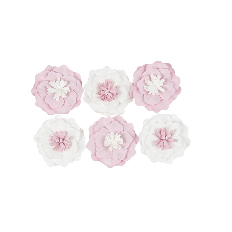 6 FLEURS ROSE ETBLANC 5 CM AVEC ADHESIFS 6 FLEURS ROSE ETBLANC 5 CM AVEC ADHESIFS