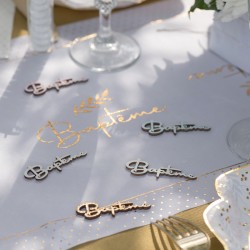 10 CONFETTIS BAPTEME OR ET BLANC