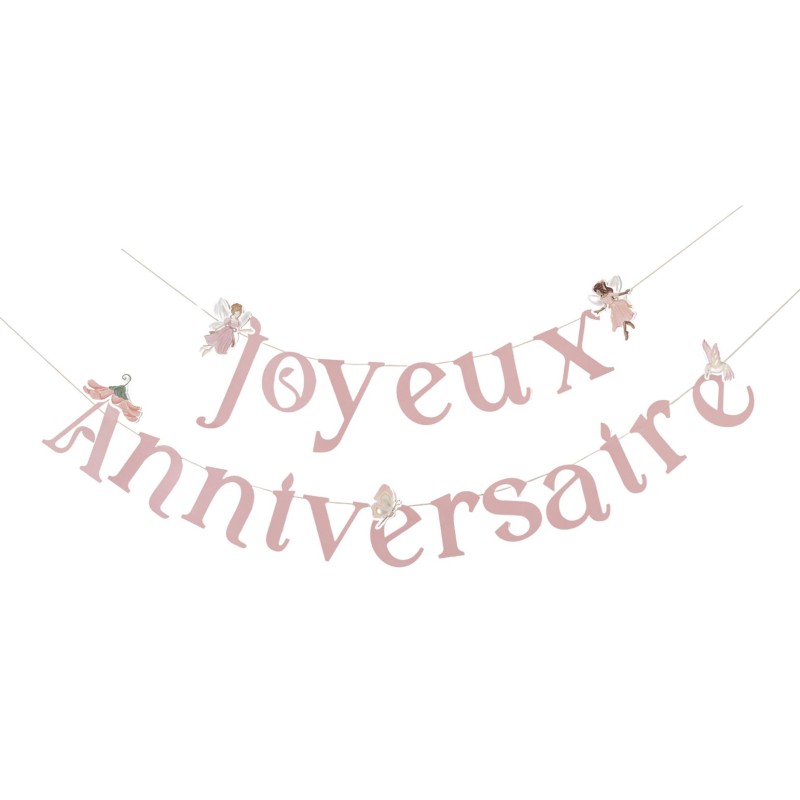 GUIRLANDE JOYEUX ANNIVERSAIRE FAIRY WORLD 200 CM GUIRLANDE JOYEUX ANNIVERSAIRE FAIRY WORLD 200 CM