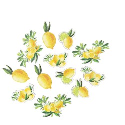 12 CONFETTIS CITRONS BOIS JAUNE ET VERT DE 5 A 6.5 CM 