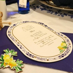 10 INVITATIONS CARTES DE VOEUX DOLCE VITA BLEU ROI, BLANC ET OR + ENVELOPPES 