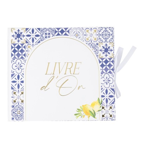 LIVRE D'OR DOLCE VITA BLEU ROI, BLANC ET OR 