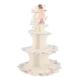 PRESENTOIR FAIRY WORLD CARTON ROSE PASTEL 3 ETAGES 44 CM 