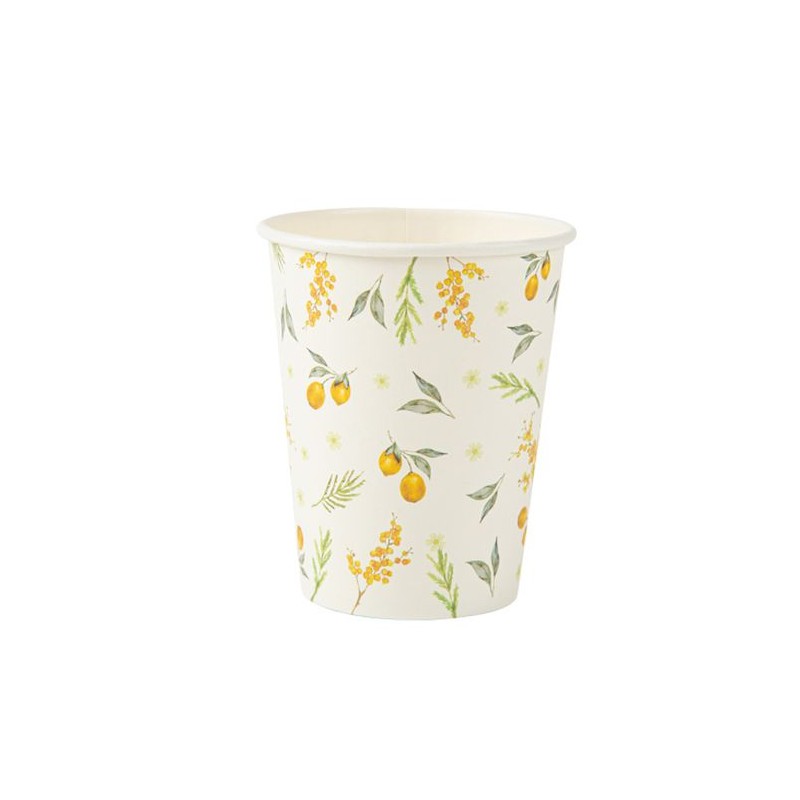 8 GOBELETS MIMOSA CITRONS ET FEUILLAGES 255 ML 8 GOBELETS MIMOSA CITRONS ET FEUILLAGES 255 ML