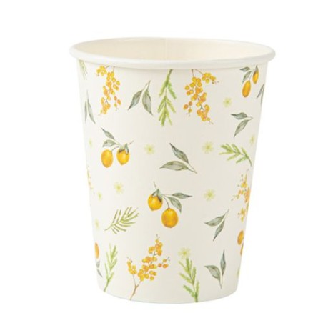 8 GOBELETS MIMOSA CITRONS ET FEUILLAGES 255 ML 