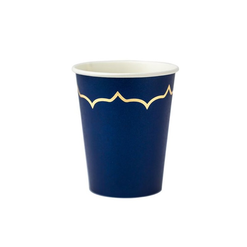 8 GOBELETS MARINE ET LISERE OR 255 ML 8 GOBELETS MARINE ET LISERE OR 255 ML