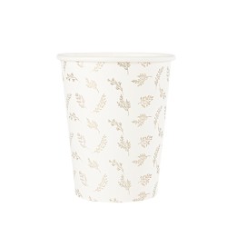 8 GOBELETS COMMUNION BLANC ET OR 255 ML 