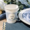 8 GOBELETS BAPTEME BLANC, BLEU ORAGE ET OR 255 ML
