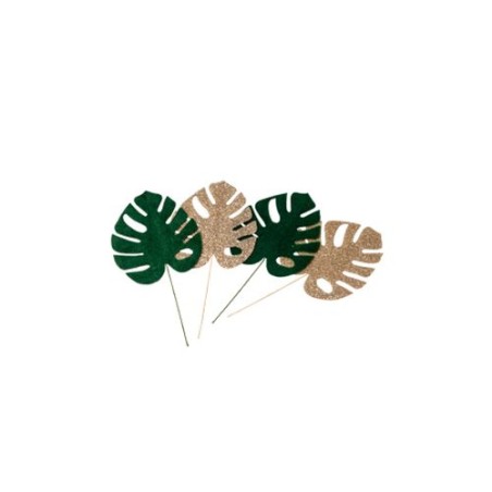 4 JOLIES FEUILLES TROPICALES 5.8 X 7 CM 
