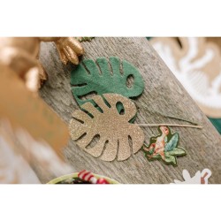4 JOLIES FEUILLES TROPICALES 5.8 X 7 CM 
