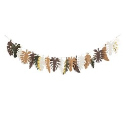 GUIRLANDE DE FEUILLES TROPICALES CHOCOLAT, KRAFT, IVOIRE ET OR 210 CM 