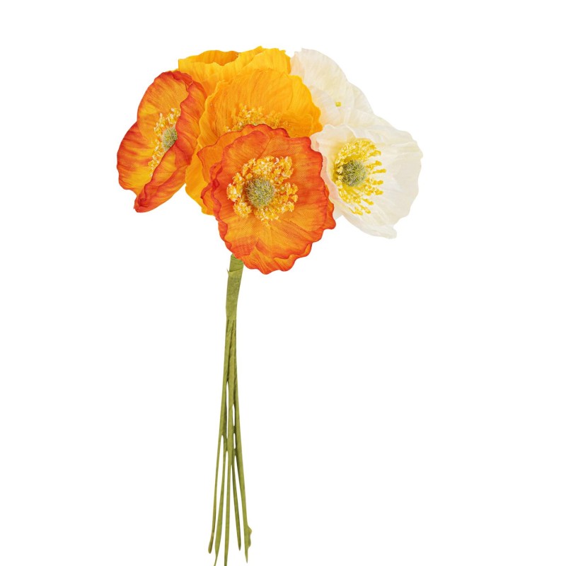 BOUQUETDE 6 COQUELICOTS ORANGE, JAUNE ET BLANC 5 X 20 CM BOUQUETDE 6 COQUELICOTS ORANGE, JAUNE ET BLANC 5 X 20 CM
