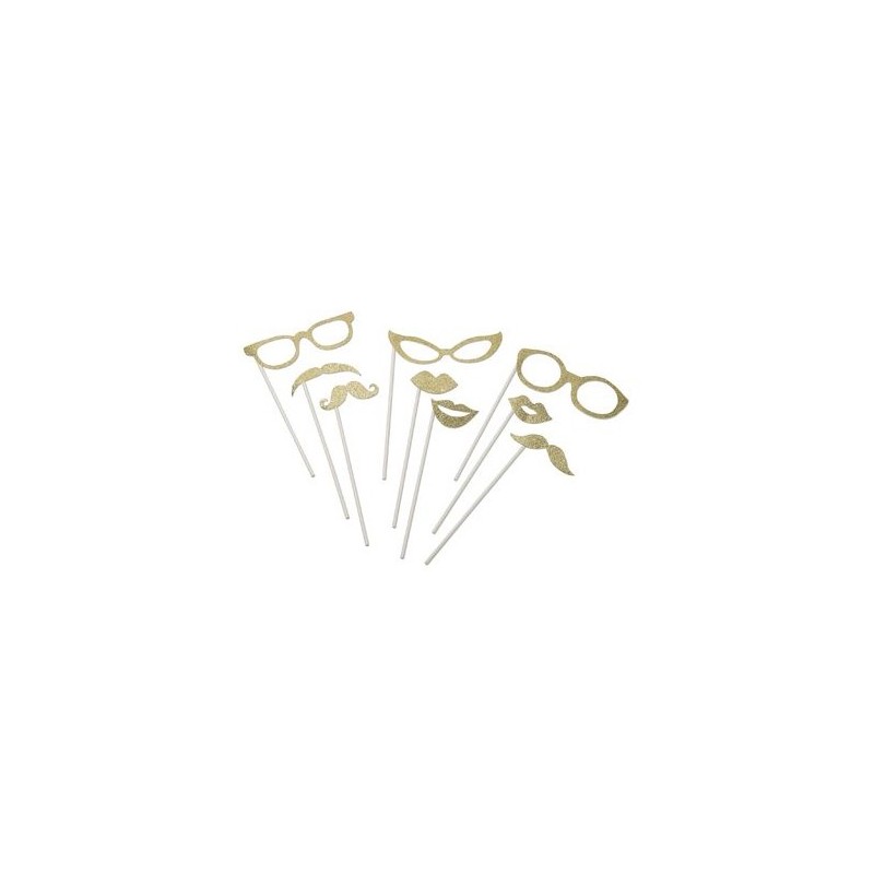 KIT PHOTOBOOTH DOREE 9 PIECES 