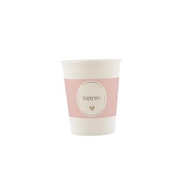 8 GOBELETS BAPTEME BLANC, ROSE ET OR 255 ML