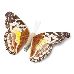 PAPILLON SUR PINCE CHOCO ET JAUNE 18 CM 