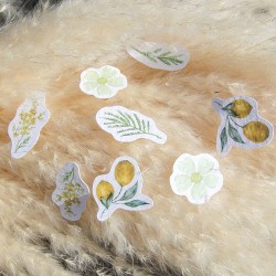 100 CONFETTIS MIMOSA CITRON ET FEUILLAGES DE 2.5 A 3 CM 